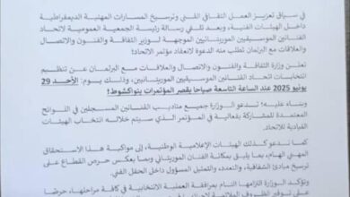 Photo of وزارة الثقافة تحدد 29 يونيو موعدا لانتخابات اتحاد الفنانين  9 يونيو, 2025 – 14:23