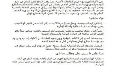 Photo of صراع على المقاعد الطبية: خريجو الجامعات الأجنبية يرفضون تهميشهم ووزارة التعليم تبرر القرار